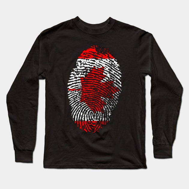 Canada Flag - Canadian Flag - CA Flag Fingerprint Long Sleeve T-Shirt by Printaha